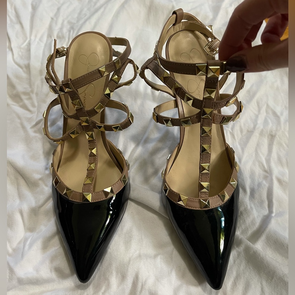 Black studded heels